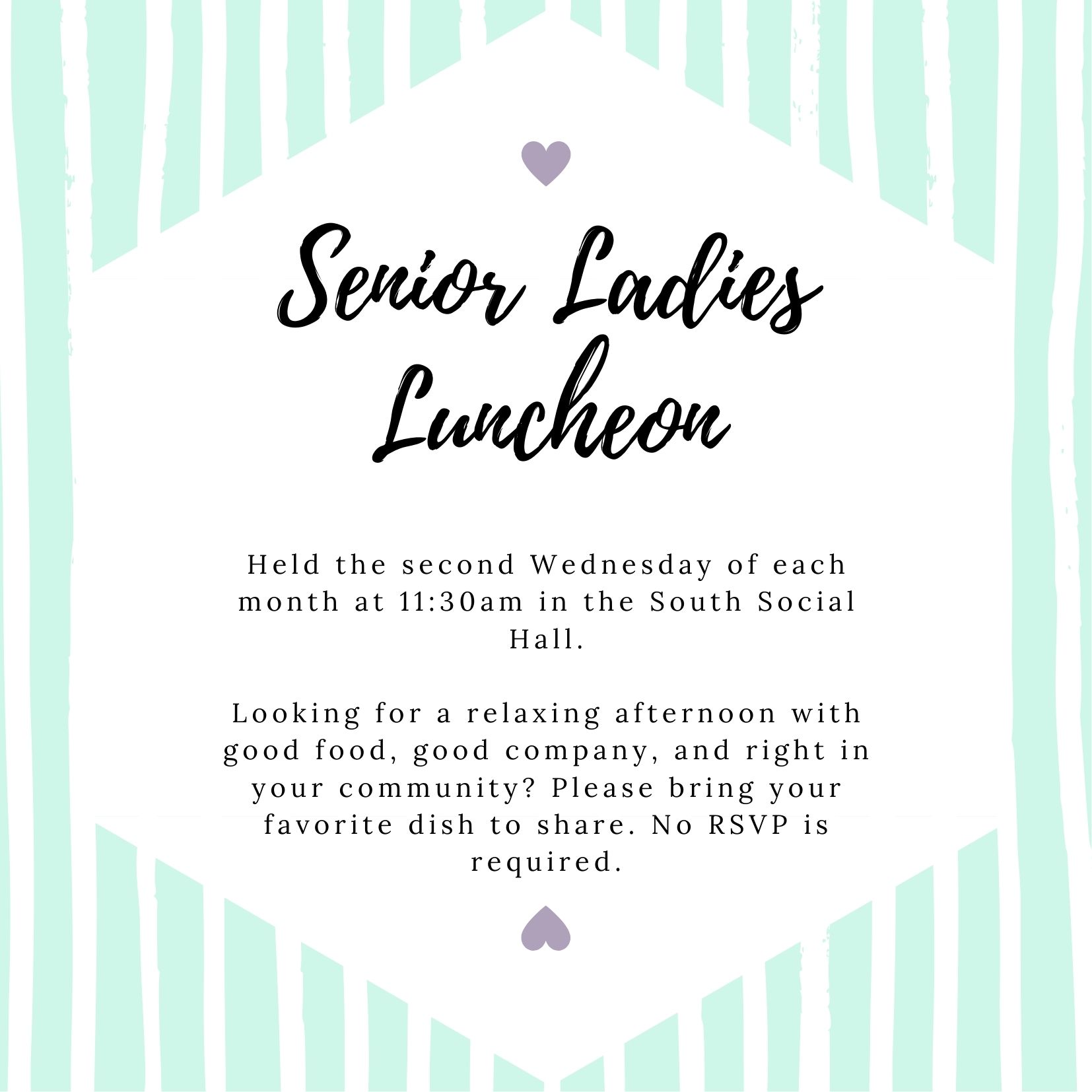 Mint and Lavendar Flyer with Senior Ladies Luncheon date and time
