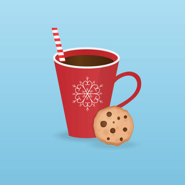 clip art picture of hot cocoa and a chocolate chip cookie